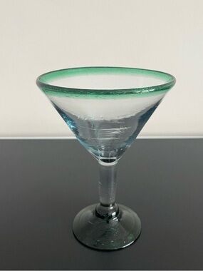 Hand Blown Martini Glass Emerald Green Mexican Inspired Cocktails 14 Oz